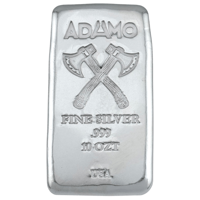 Adamo Crossed Axe Bar 10 oz .999 Fine Silver Adamo