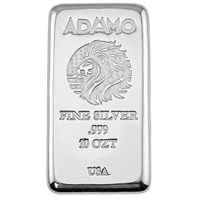 Adamo Lion Bar 10 oz .999 Fine Silver Adamo 