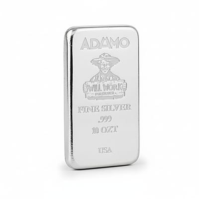 Adamo Will Work Bar 10 oz .999 Fine Silver Adamo  - additional view