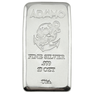 Adamo Skull Bar 10 oz .999 Fine Silver Adamo