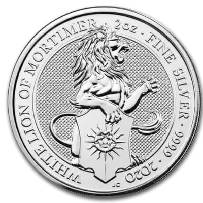 2020 2 oz Silver Queen's Beasts The White Lion - additional view