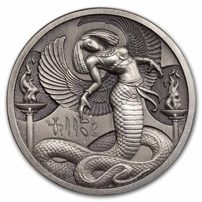 2 oz UHR Egyptian Gods Series: Wadjet (Antiqued)