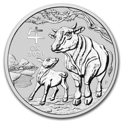 2021 Australia 1 oz Silver Lunar Ox BU (Series 3) - additional view