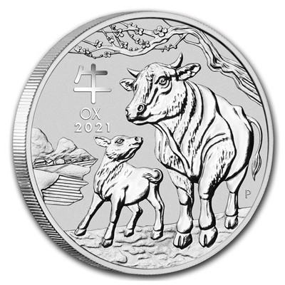 2021 Australia 1 oz Silver Lunar Ox BU (Series 3)