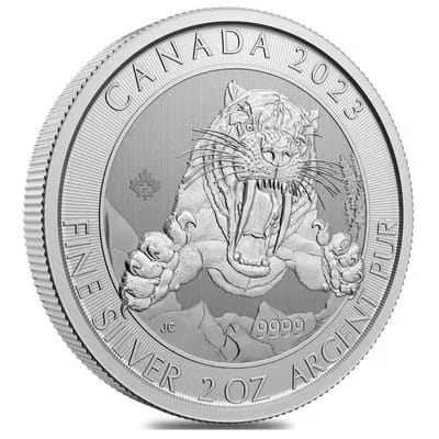 2023 2 oz Canada Smilodon Sabre-Tooth Cat
