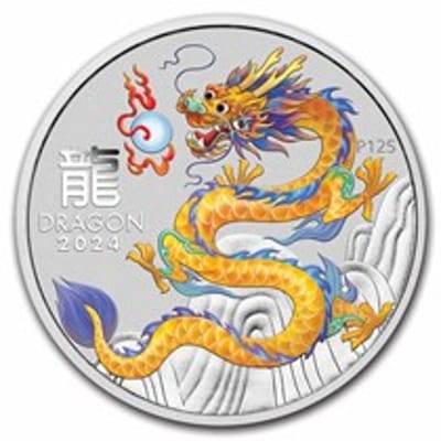 1 oz Silver Lunar Colorized Yellow Dragon-Capsule - additional view