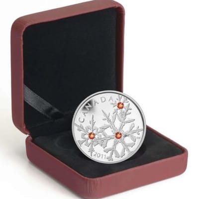 2011 1 oz Hyacinth Red Small Crystal Snowflake Prf
