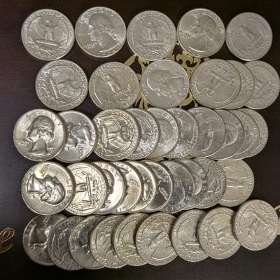 Spot: 1964 90% Silver Washington Quarters BU - additional view