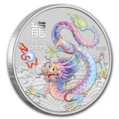1 oz Silver Lunar Colorized White Dragon (Capsule)