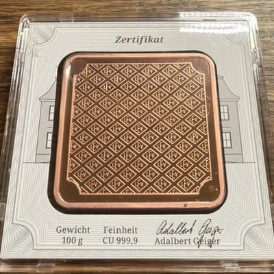 100 gram Geiger bar in assy copper - additional view
