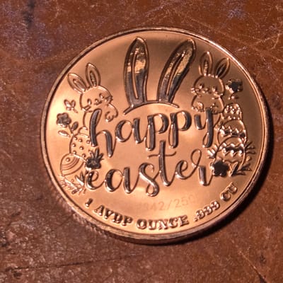 1 oz copper easter bunny happy Easter rounds - additional view