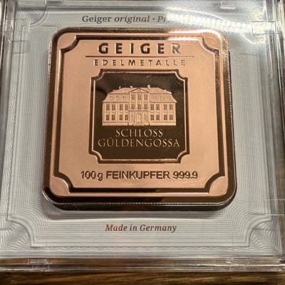 100 gram Geiger bar in assy copper