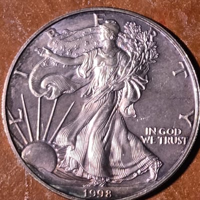 1998 toned silver eagle 1 oz. Silver