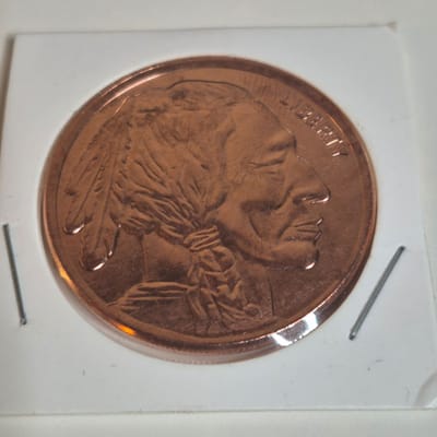 1 Ounce AVDP Copper round, Buffalo nickel style