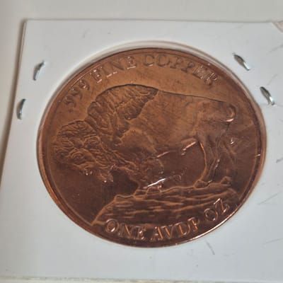 1 Ounce AVDP Copper round, Buffalo nickel style - additional view