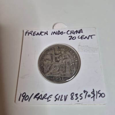 1901 French  Indo China 20 cent Silver coin