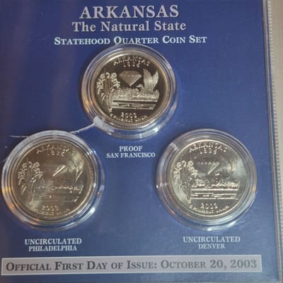 Arkansas 3 coin state quarter collection