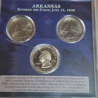 Arkansas 3 coin state quarter collection - additional view