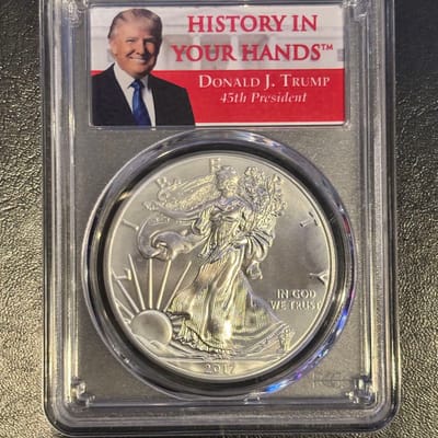 2017 PCGS MS70 Silver Eagle "First Strike" label