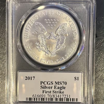 2017 PCGS MS70 Silver Eagle "First Strike" label - additional view