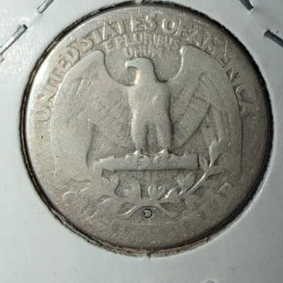 1932-D USA WASHINGTON QTR VG - additional view