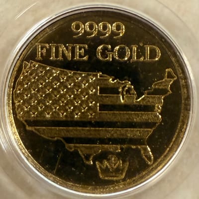 1/500 oz SOLID .9999 GOLD Bald Eagle & Flag
