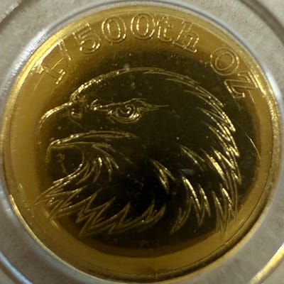 1/500 oz SOLID .9999 GOLD Bald Eagle & Flag - additional view