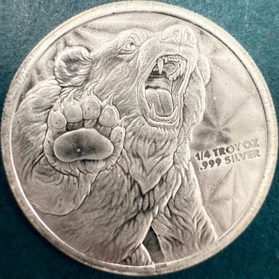 1/4 Oz Silver Bull & Bear Round Golden State Mint