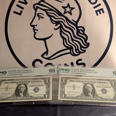 2 1957 B Silver Certs EPQ 66