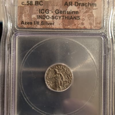 Azes I/II Indo-Scyrhians Silver AR Drachm 58BC - additional view
