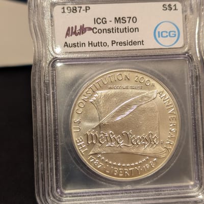 1987 P Constitution Silver Dollar MS70 ICG - additional view