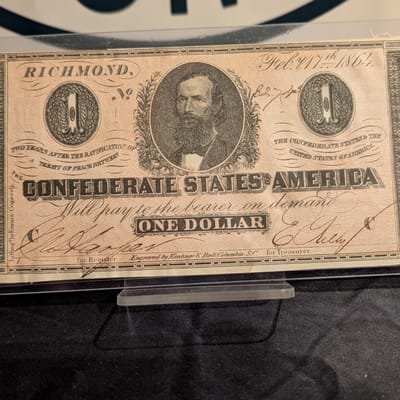 1864 Confederate $1 Note T-71 - additional view