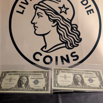 2 1957 Silver Certs consecutive SN UNC
