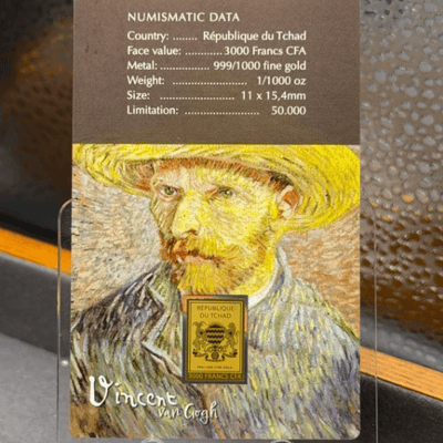 Gold: Vincent Van Gogh Self Portrait 1/1000th Gold AUC - additional view