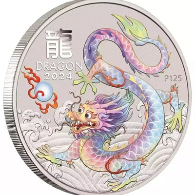2024 1/2oz White Dragon by Perth Mint in Capsule