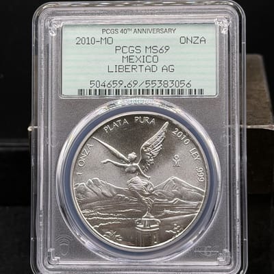 2010 Mo Mexico 1 Onza Silver Libertad PCGS MS69