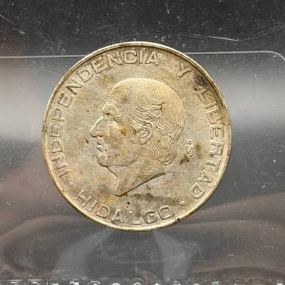 Mexican Hidalgo 1957 5 Peso Silver coin ~ ASW 0.41