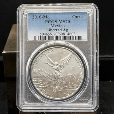 2010 Mo Mexico 1 Onza Silver Libertad PCGS MS70