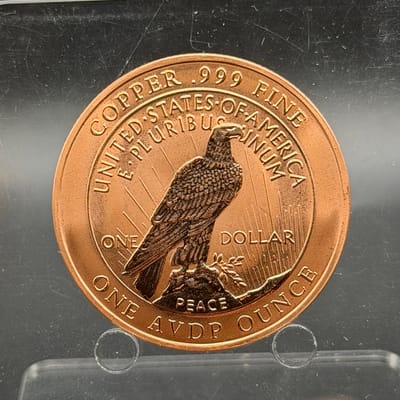 Copper 1 oz Reverse Proof Peace .999 Fine Copper  - additional view
