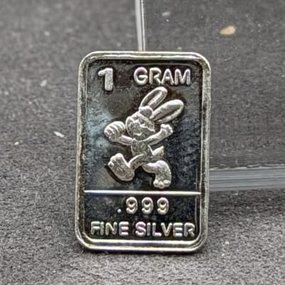 Silver 1 Gram: Happy Bunny Rabbit ~ Box D