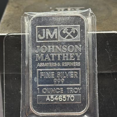 JM Johnson Matthey 1oz Bar JM Back ~ Bx4