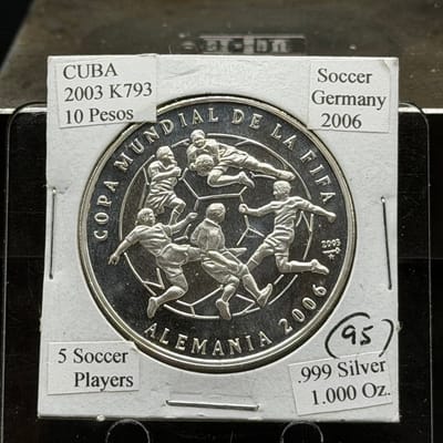 Cuba 2003 1oz 999 Soccer Germany 2006 ~ 50k mint