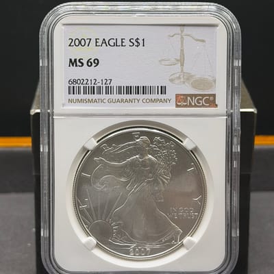 2007 American Silver Eagle 1oz Silver NGC MS69