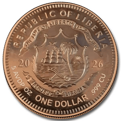 2026 5 oz Liberia Genie Colorized Copper Round  - additional view