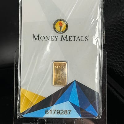 1/2 gram Money Metals .999 Fine Gold Bar 6179287