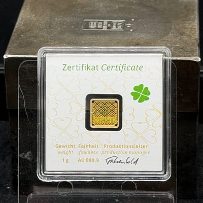 GEIGER GOLD 1G in Assay ~ Good Luck 4 Leaf Clover - additional view