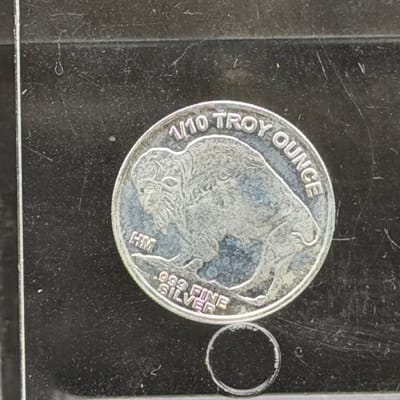 Silver 1/10oz: Buffalo Indian Design HM - additional view