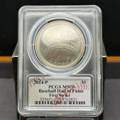 2014P Baseball Hall of Fame Silver Dollar NGC MS70