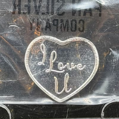 Heart shaped Silver 1g by Pan Silver