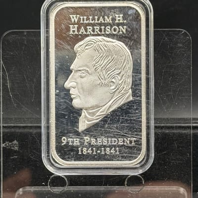 Presidential Silver Bar 1oz .999 ~ Wm Harrison